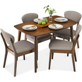 Walnut & Textured Tweed: The Mid-Century Curator's 5-Piece Dining Suite